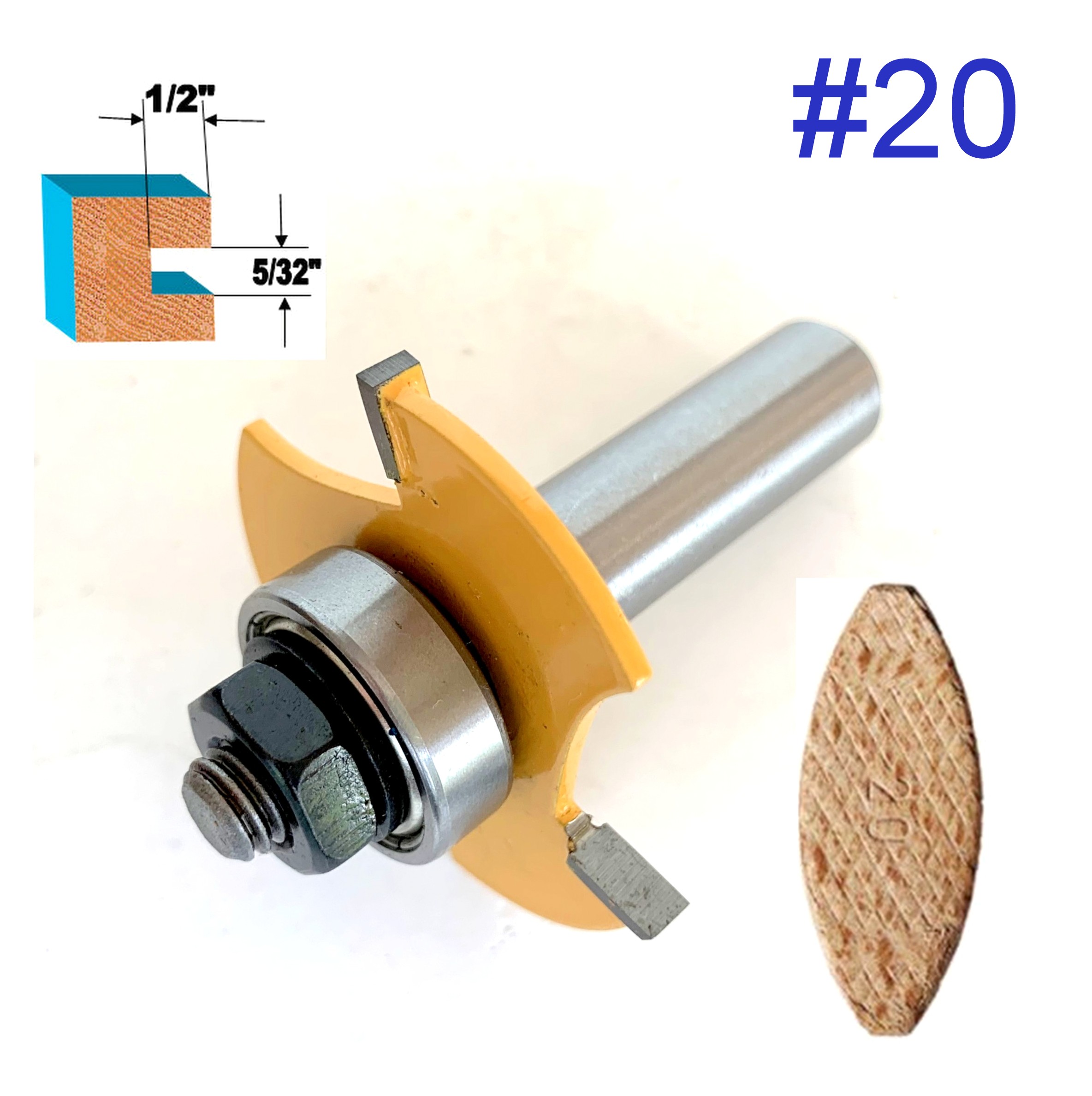 1 pc 1/2" SH Biscuit 20 Slotting 5/32"x1/2" Joint Assembly Router Bit