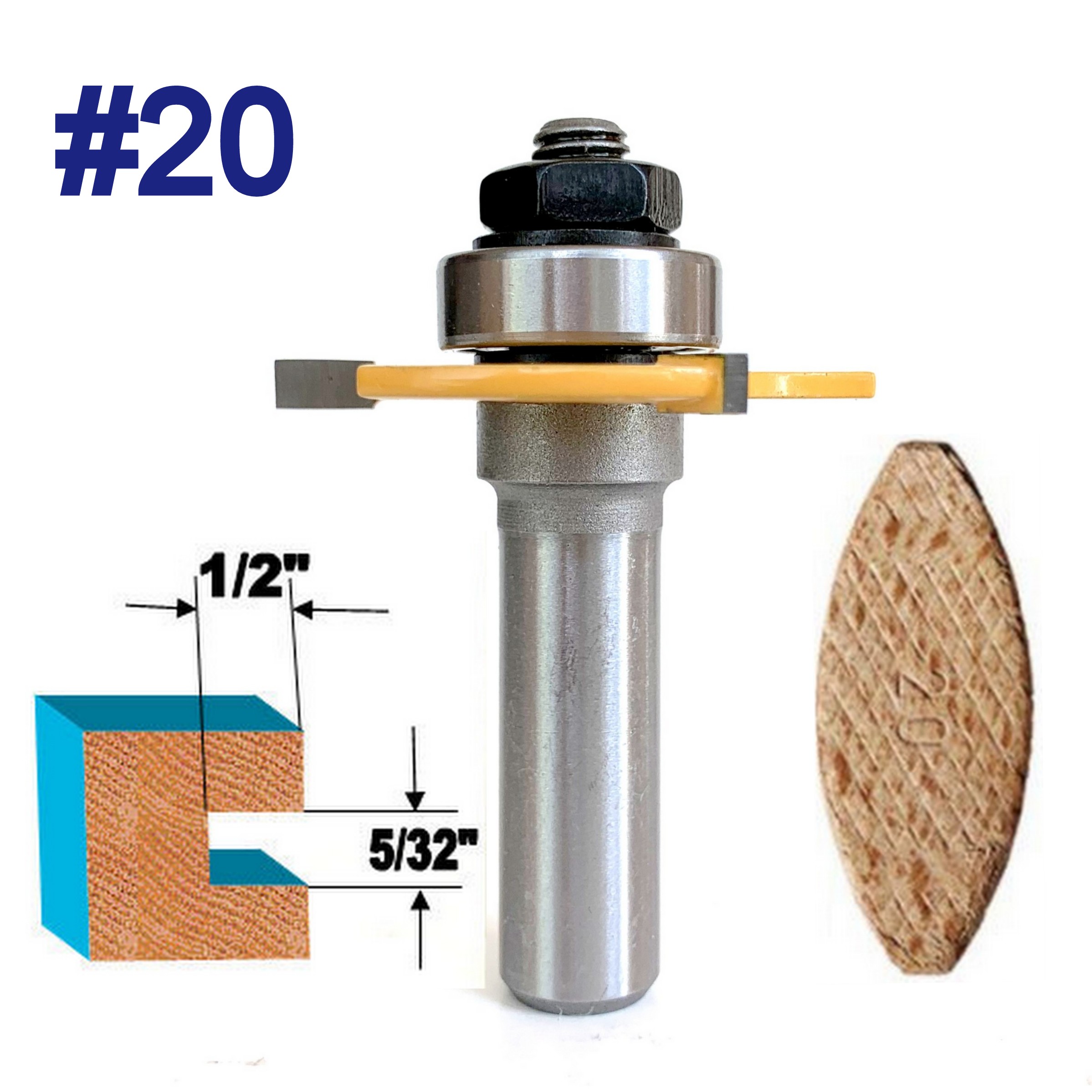 1 pc 1/2" SH Biscuit 20 Slotting 5/32"x1/2" Joint Assembly Router Bit