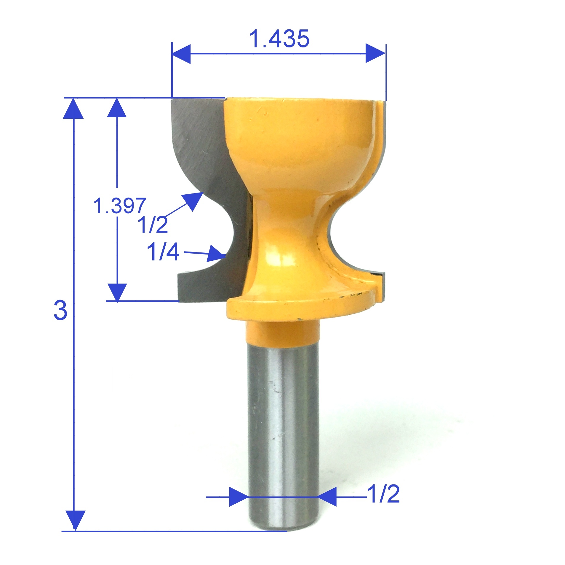 1 Pc 1/2" SH Window Sill, Stool Molding & Door Pull Edge Router Bit Sct ...