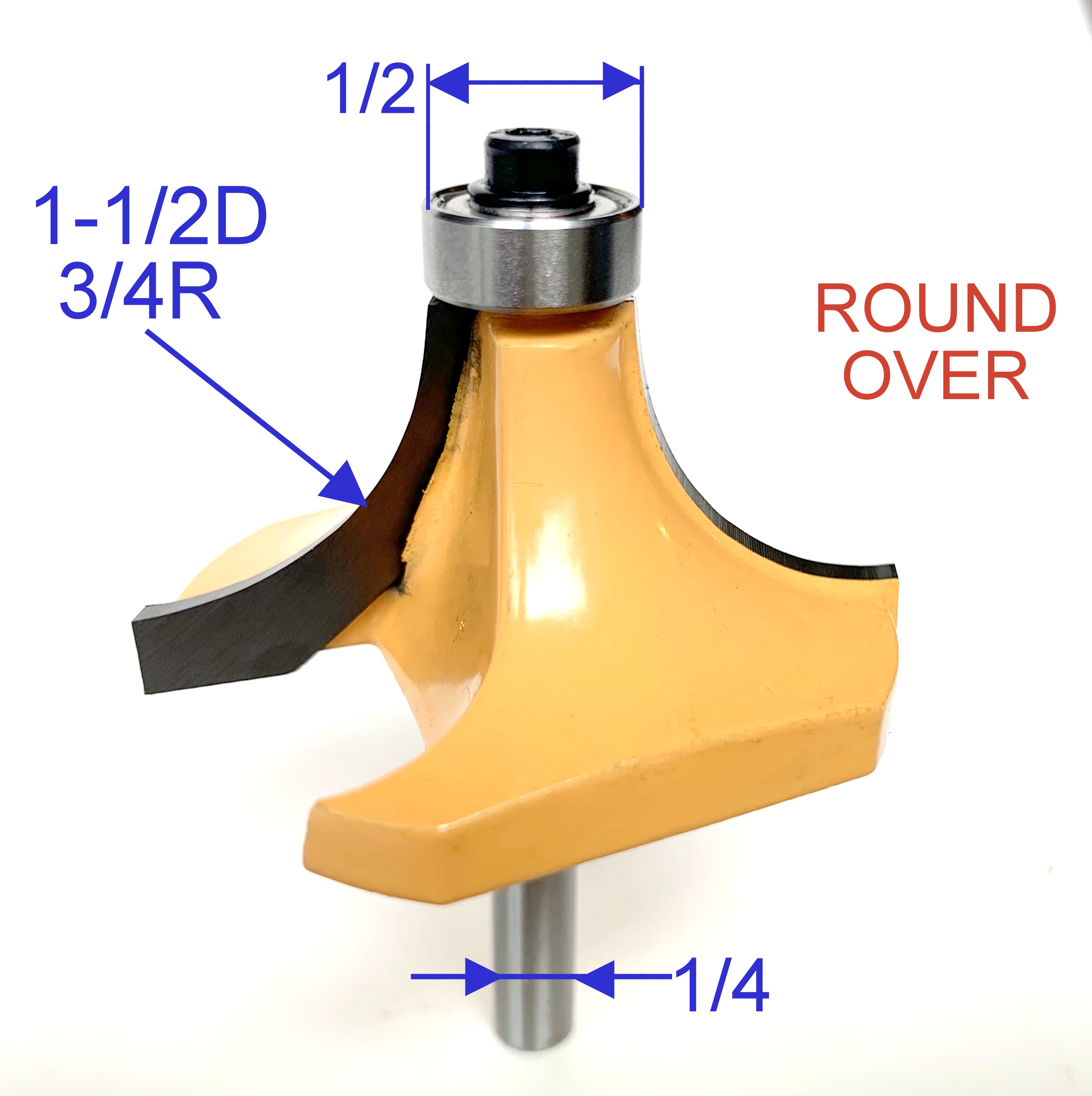 1pc 1/4" Shank 3/4" Radius 11/2" Cutting Diameter Round Over Router