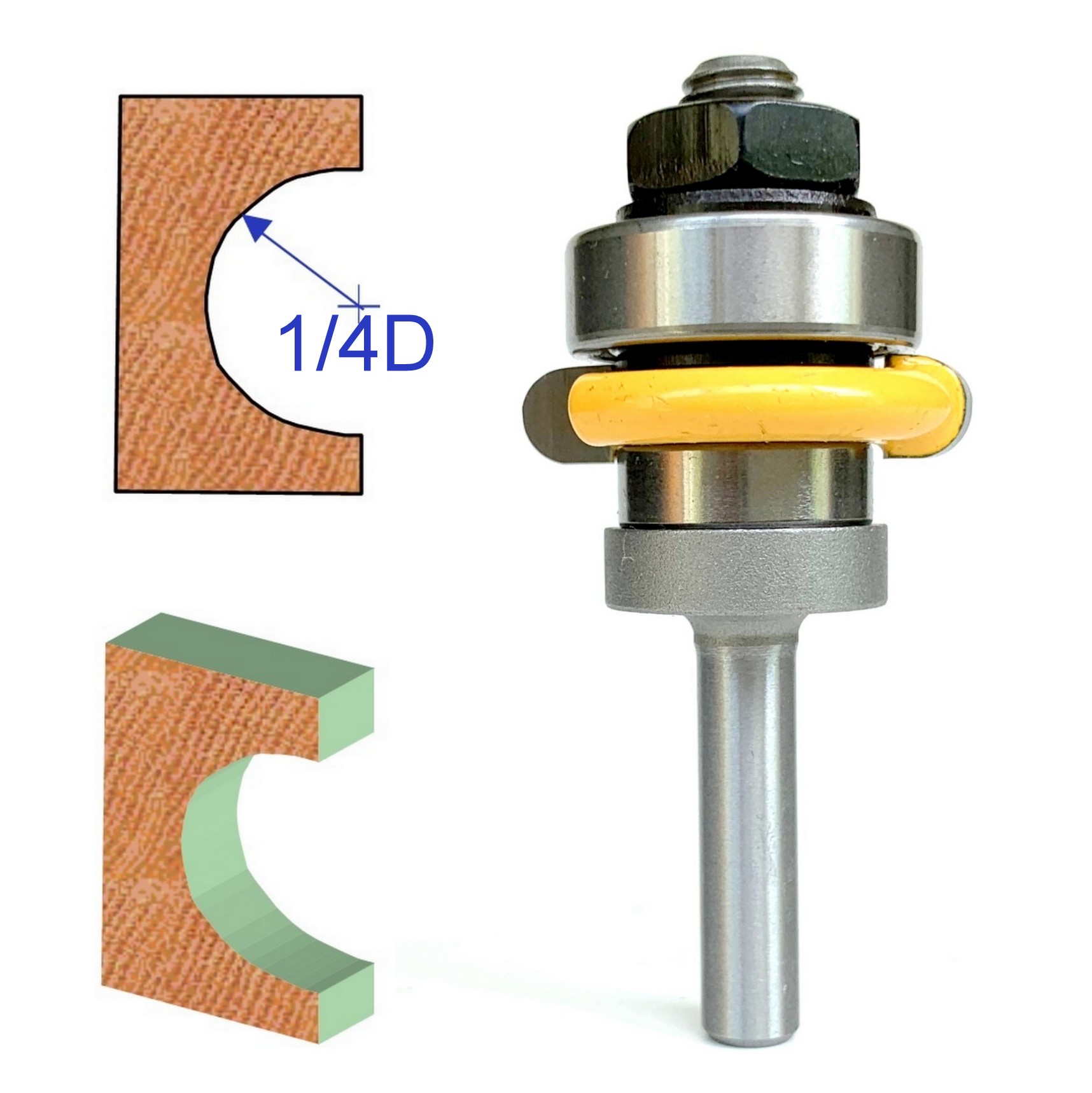 1pc 1/4" shank 1/4" Diameter w/Top Bearing Flute Router Bit eBay