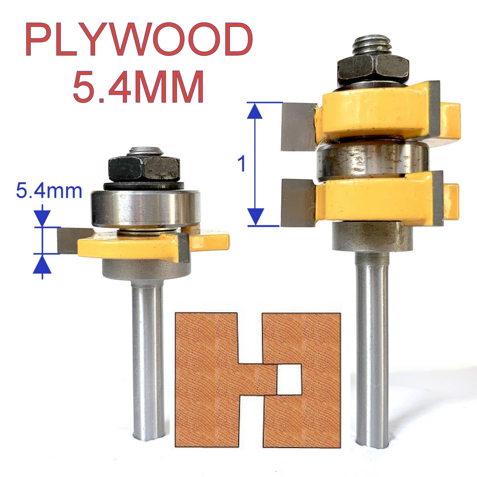 2 pc 1/4" SH 1" Stock 1/4 Plywood 5.4MM Tongue & Groove Router Bit Set eBay