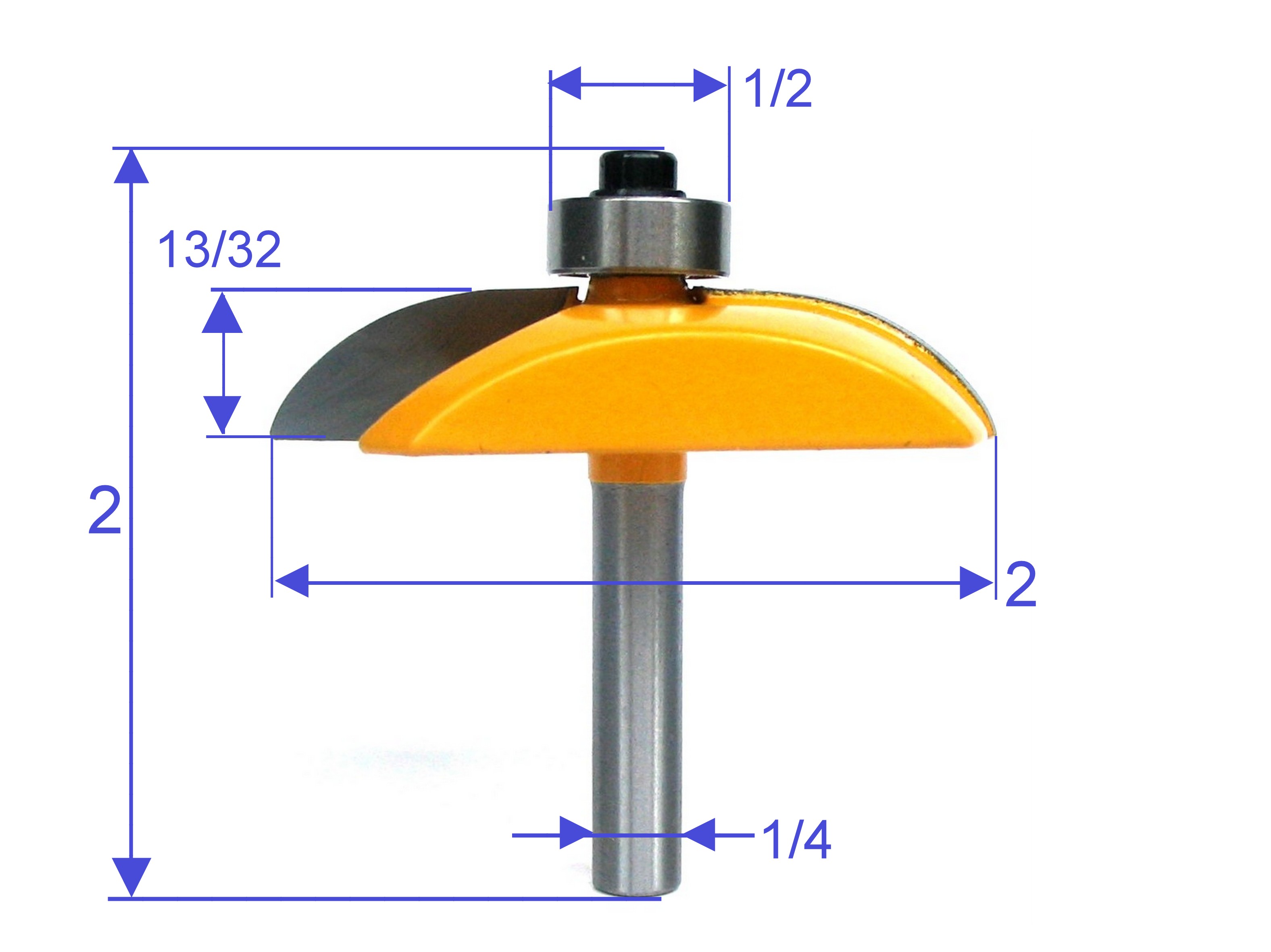 1 pc 1/4" Sh. 2" Dia. Cove Convex Raised Panel and Base Edge Router Bit