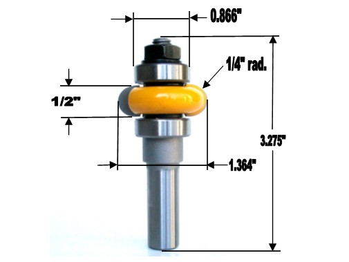 1PC 1//2 SH 1//4 radius Flute Assembly Router Bit /& 4 Cutters Set