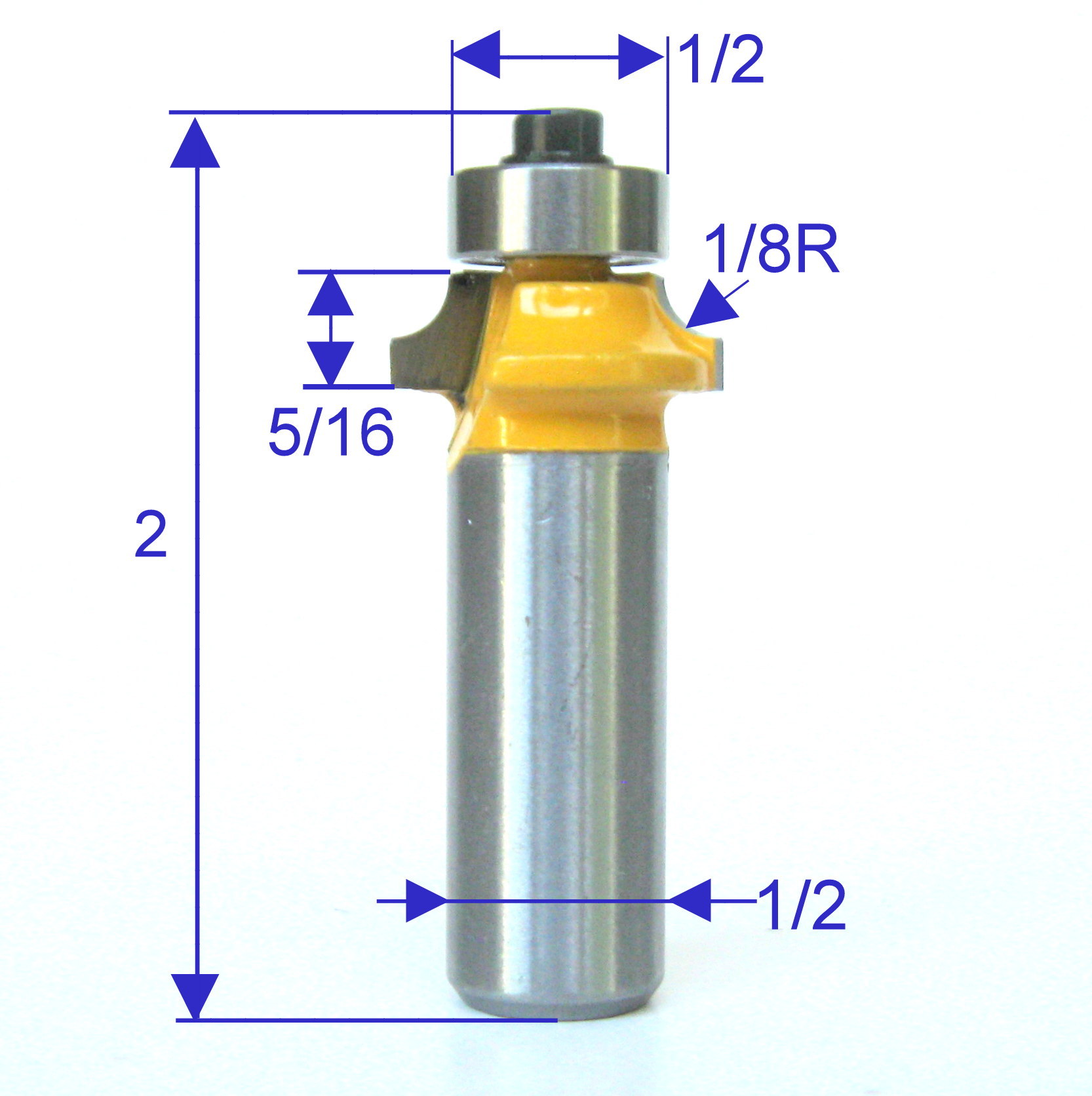 1pc 1/2" Sh 1/8" Radius 3/4" Cutting Diameter Round Over Router Bit S