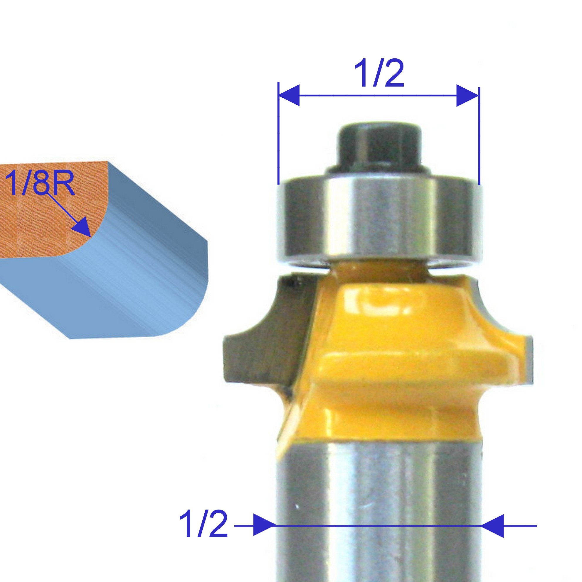 1pc 1/2" Sh 1/8" Radius 3/4" Cutting Diameter Round Over Router Bit S