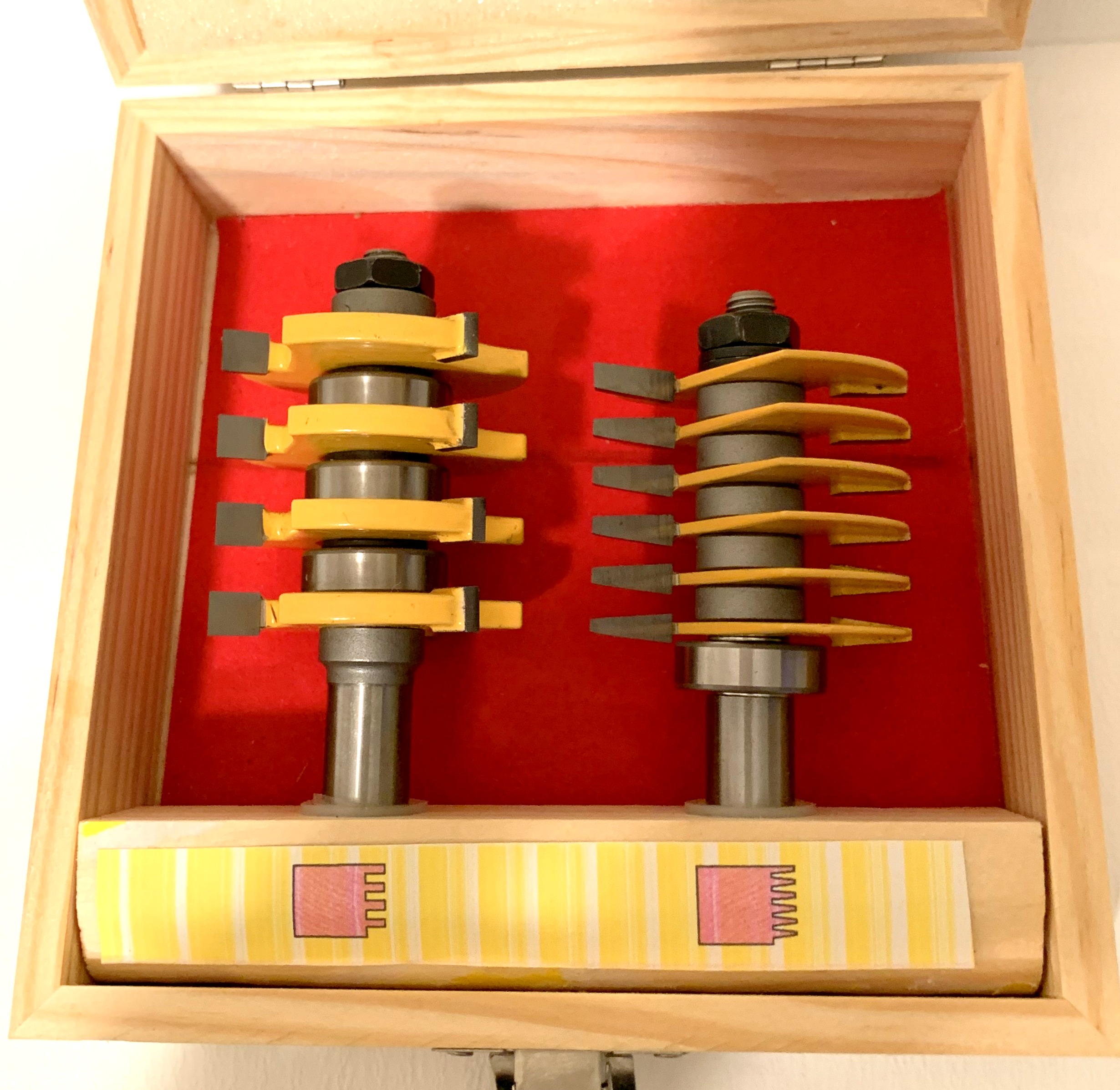 2pc 1/2"Shank Adjustable Box1/4cutter & Finger Joint Router Bit Set