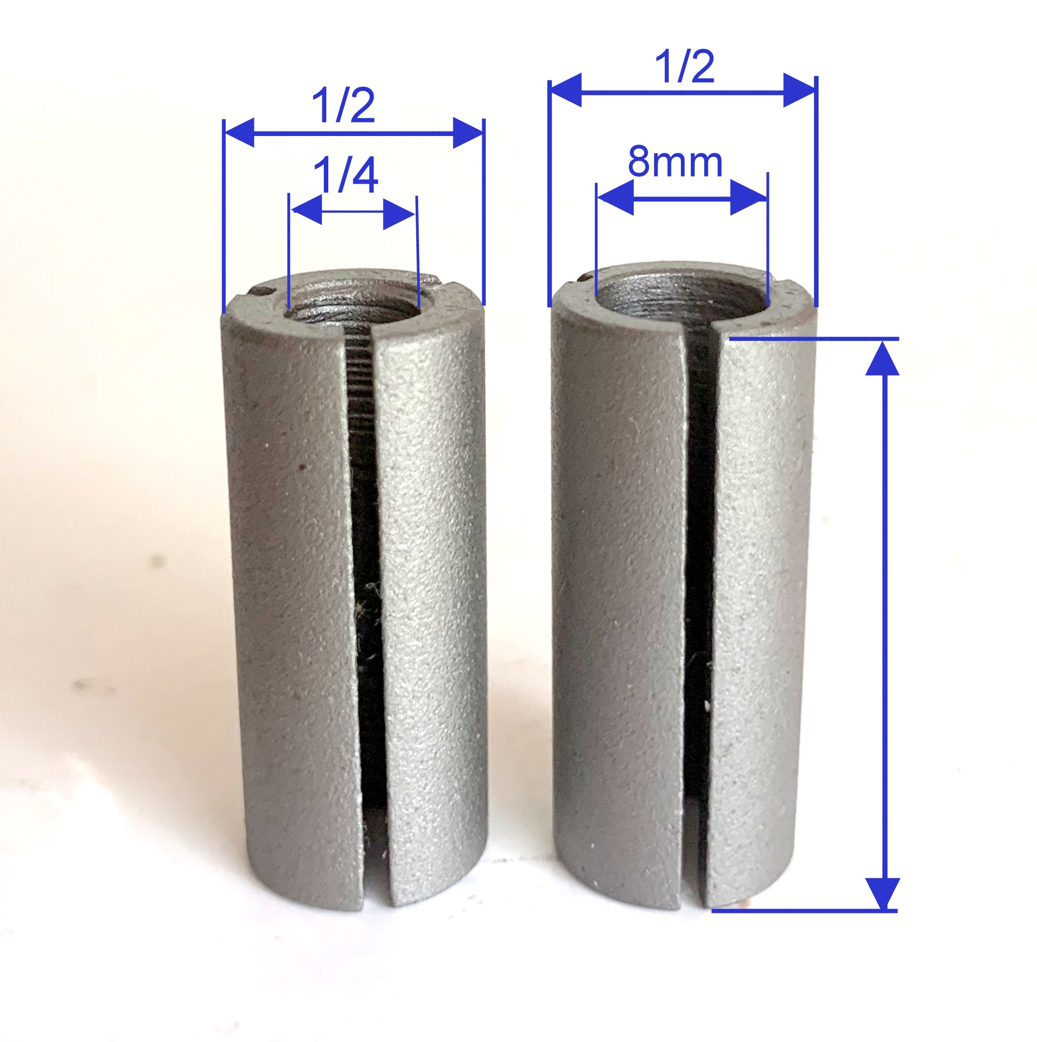 2 pc Collet Reducer Bushing for 8mm, 1/4" Router Bit S 7426923962356 eBay