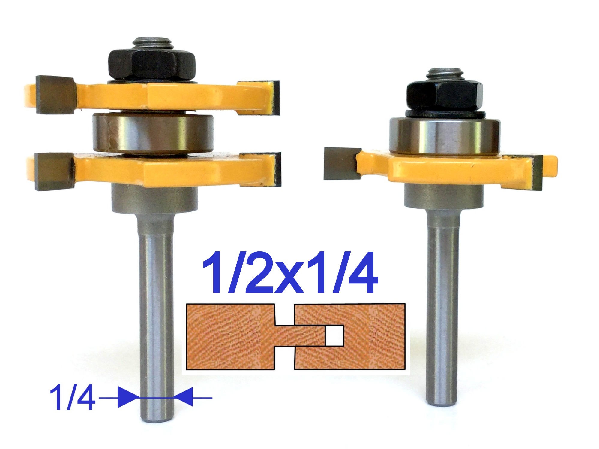 2 pc 1/4" Sh Tongue and Groove Joint Assembly Router Bit Set sct888