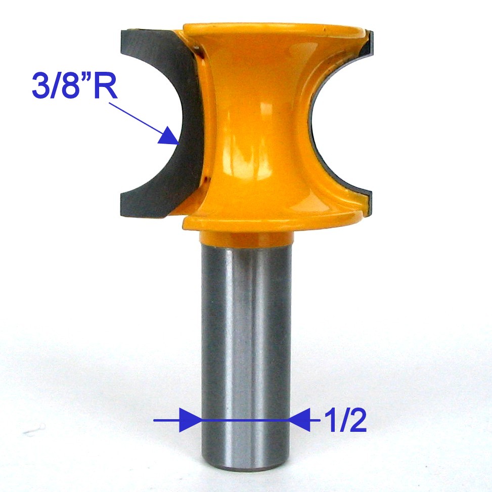1pc 1/2" SH 3/8" Rad. Half Round Bull Nose Router Bit S 4861543136405