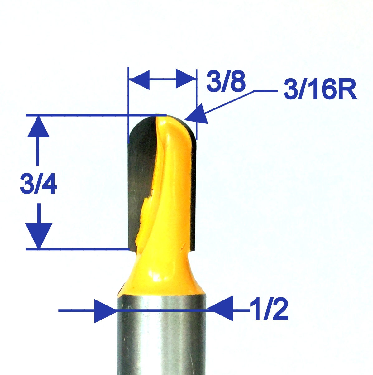 1pc 1/2" Shank 3/8" Diameter 3/4" Long Ball Round Nose Router Bit sct