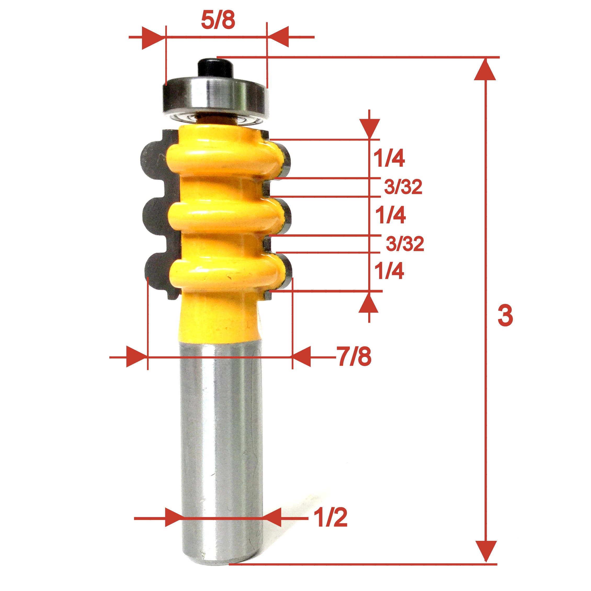1 pc 1/2" Shank with 1/8" Radius Triple Flute Router Bit sct888