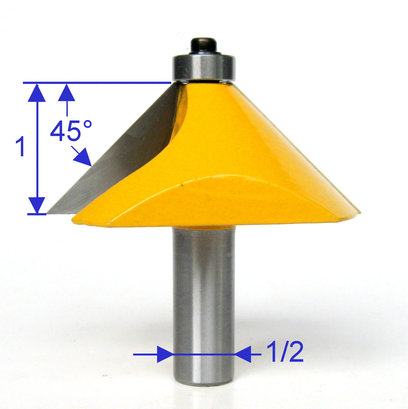 3pc 1/2" SH 1" Depth Chamfer, 45° Miter, Small 45° Miter JointC Router