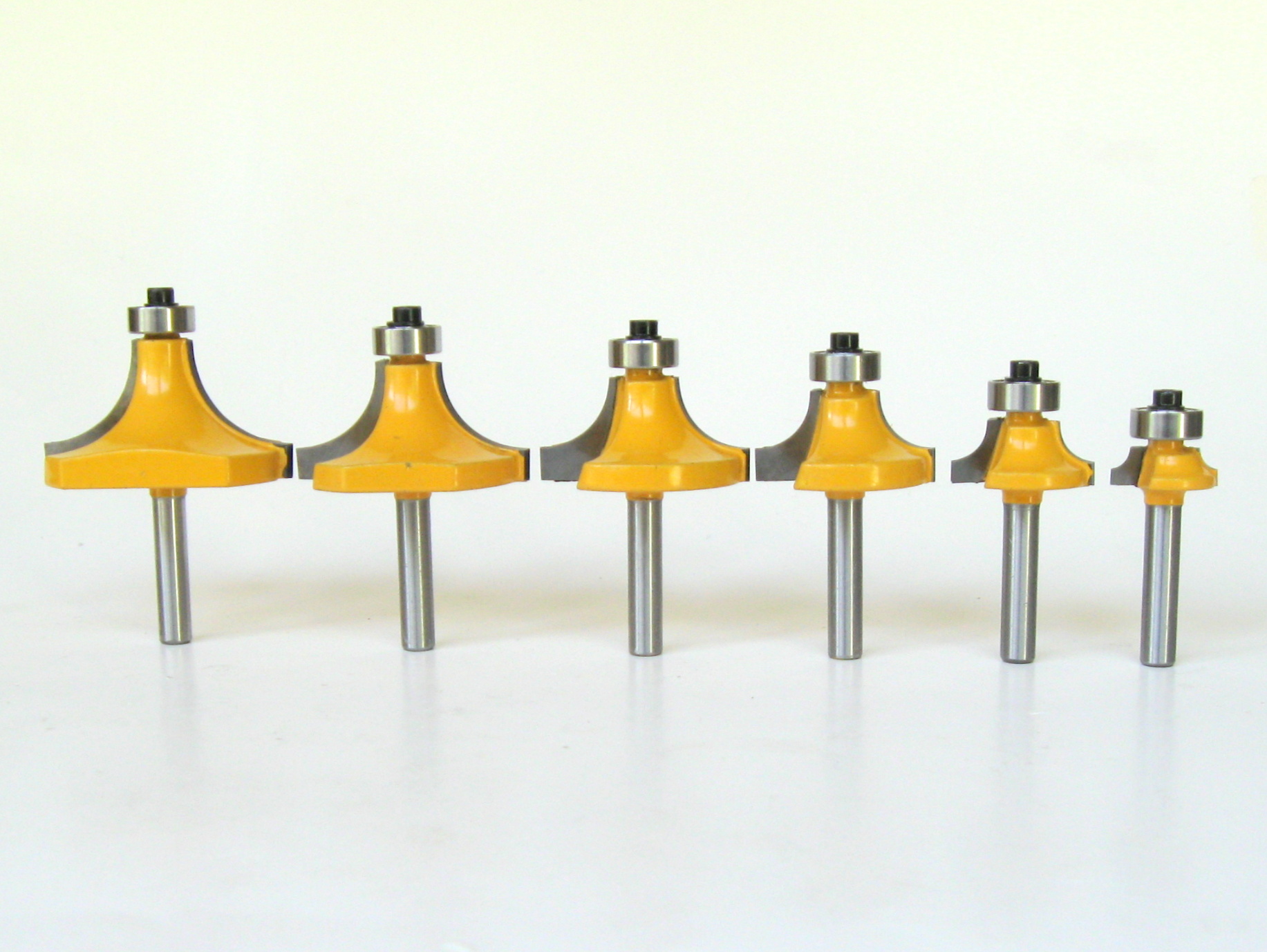 6pc 1 4 Shank 3 4 5 8 1 2 3 8 1 4 1 8 Radius Round Over Router Bit Set