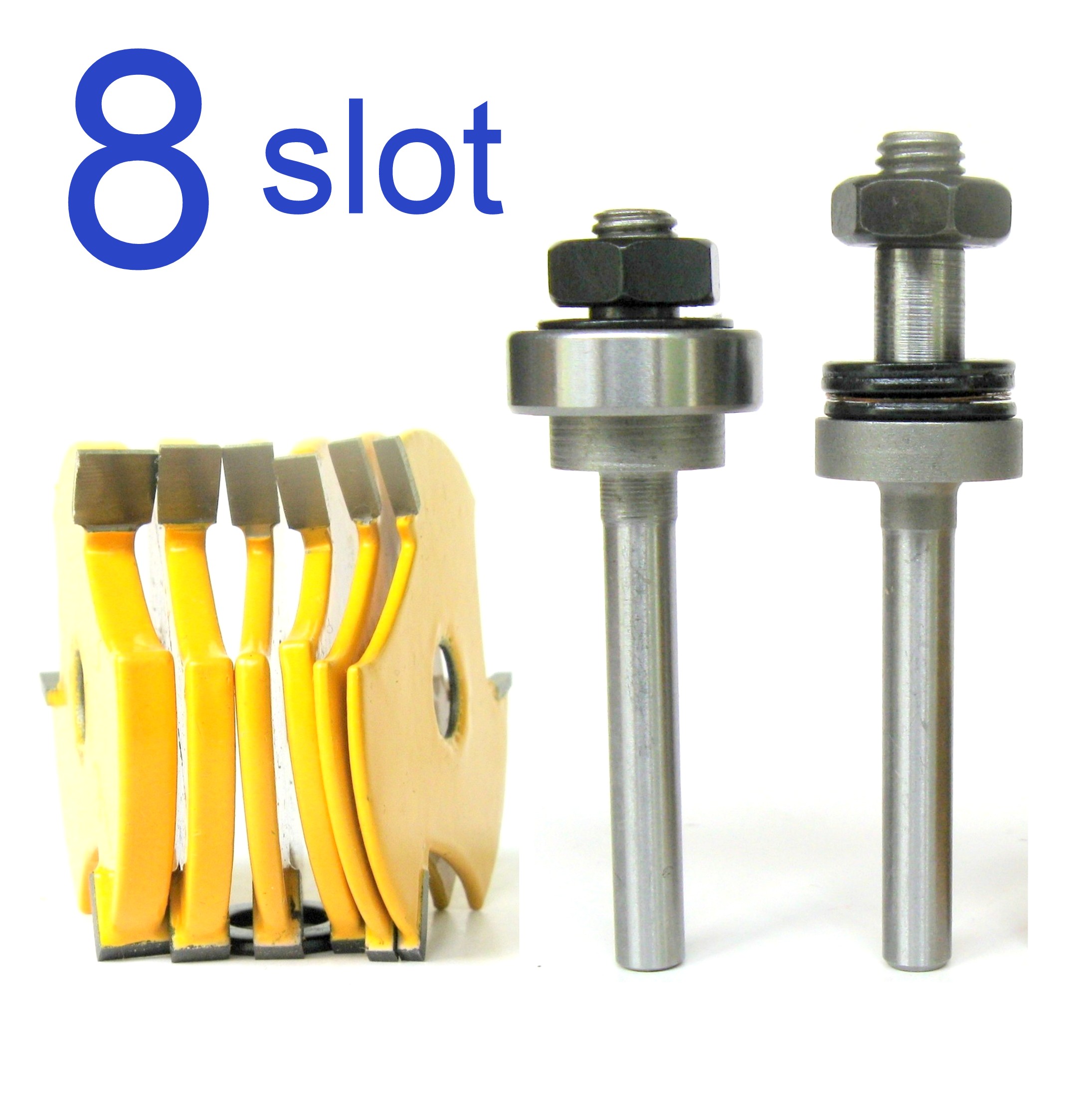 8pc 1/4" Shank Slot ,Assembly 6 cutters & 2 arbors Router Bit Set sct