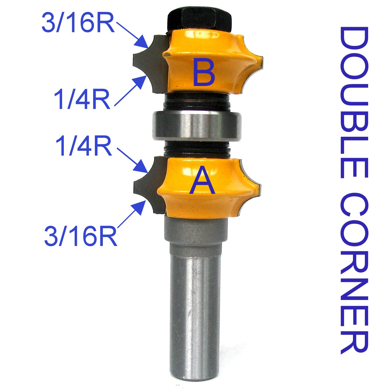 1 pc 1/2" SH 1/4R, 3/16R Variable Double Corner Round Assembly Router