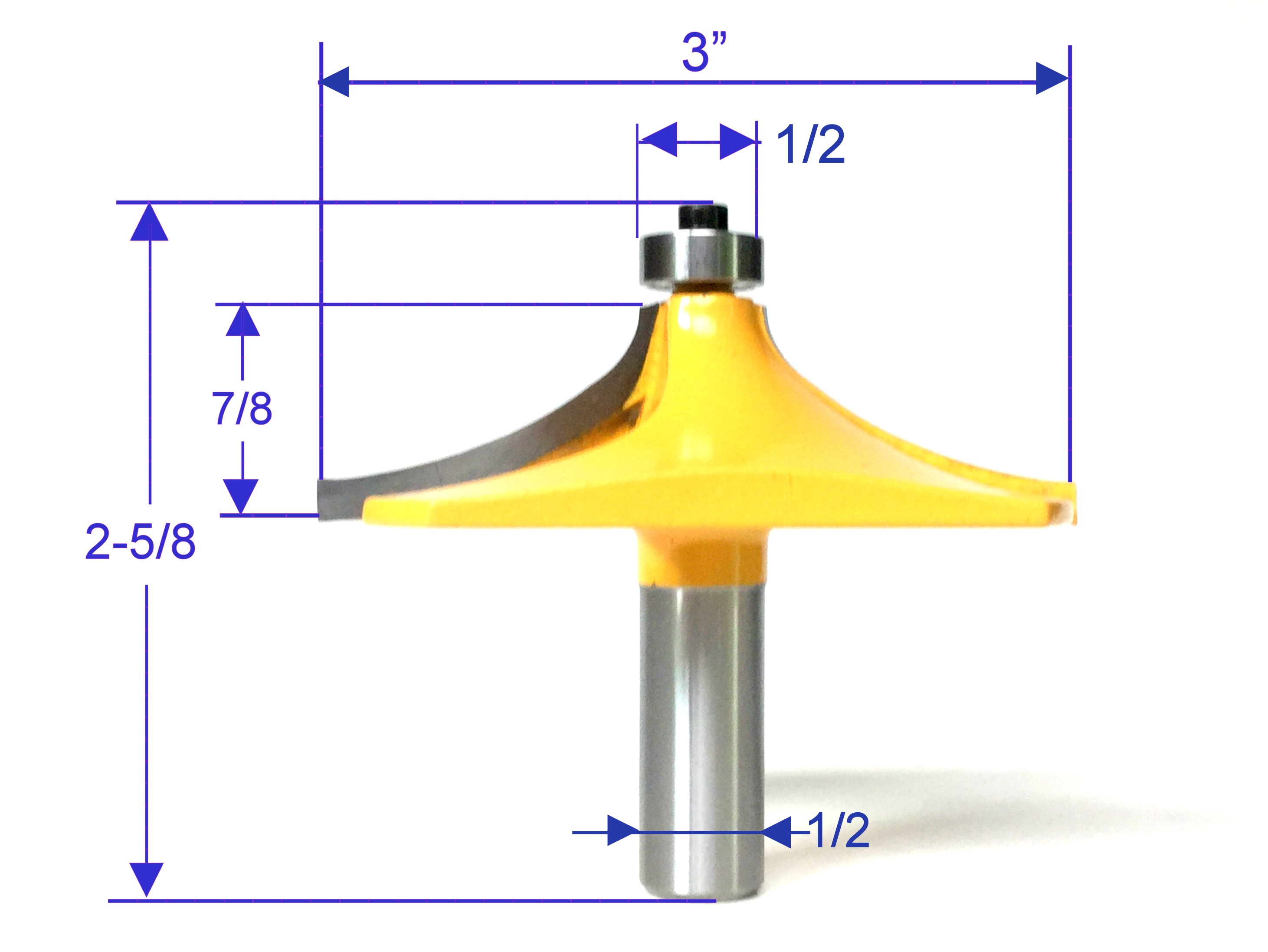 1 pc 1/2" SH 3" Cutting Diameter Handrail, Thumbnail Table Edge B