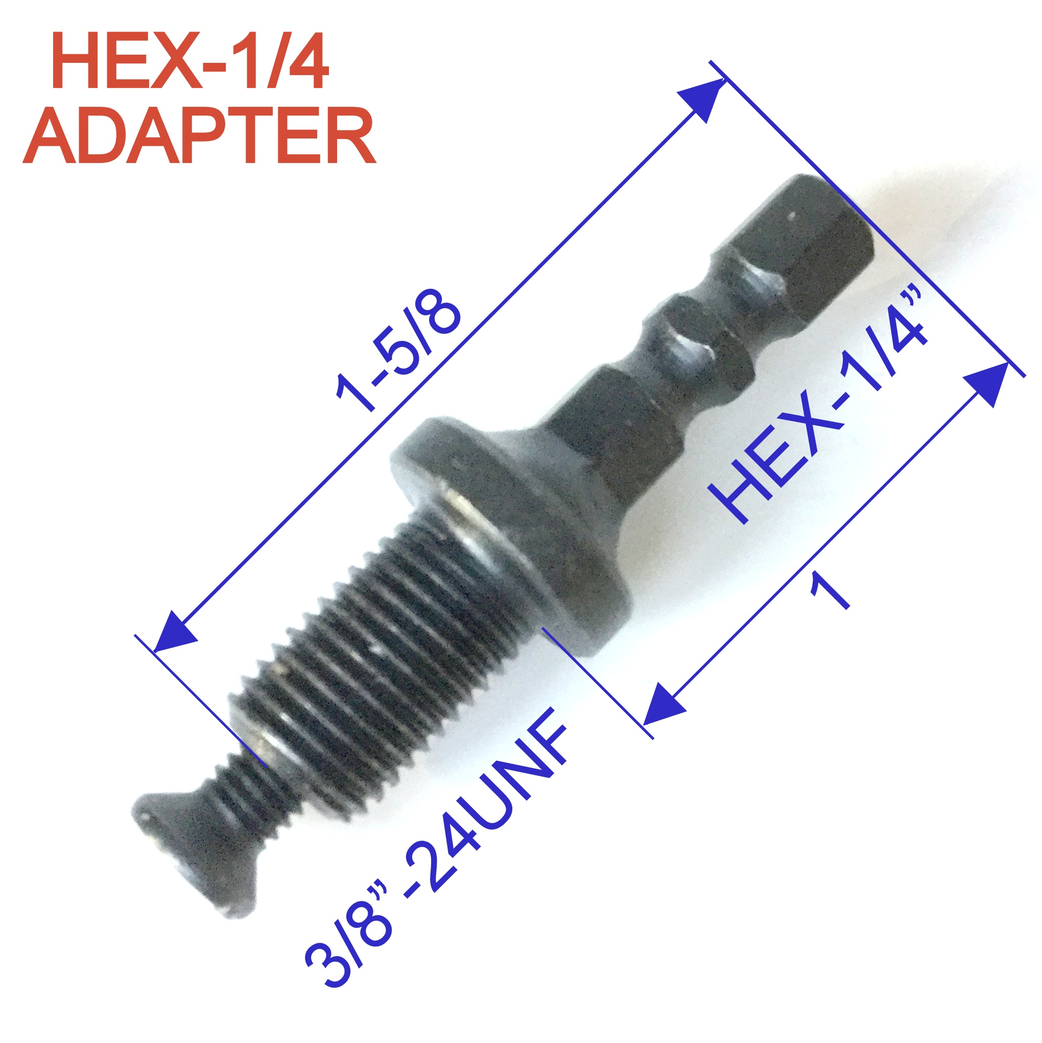 1//4Hex Shank Adapter Male Thread Screw Fits For Drill Chuck 3//8-24UNF Replace