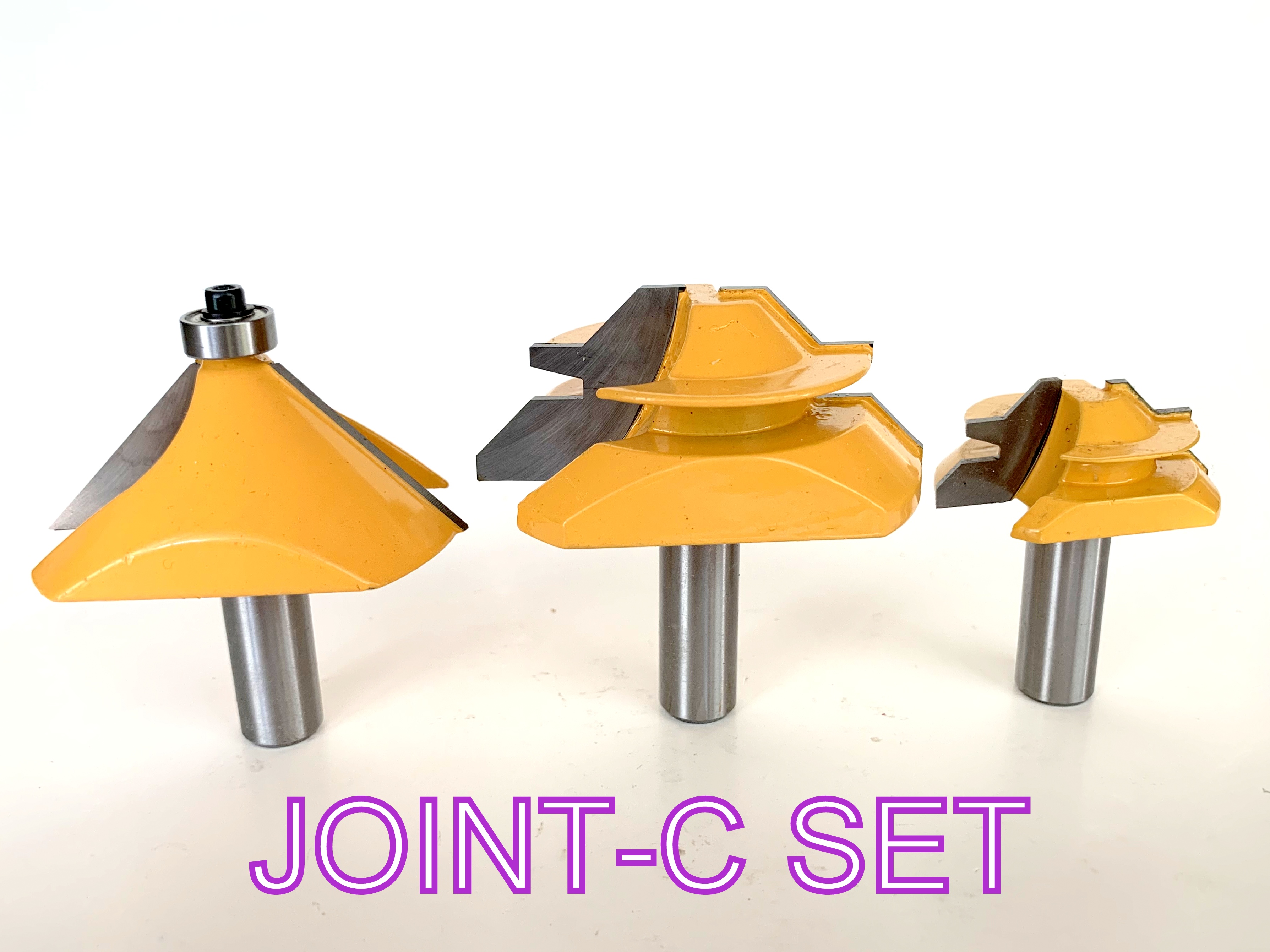3pc 1/2" SH 1" Depth Chamfer, 45° Miter, Small 45° Miter JointC Router
