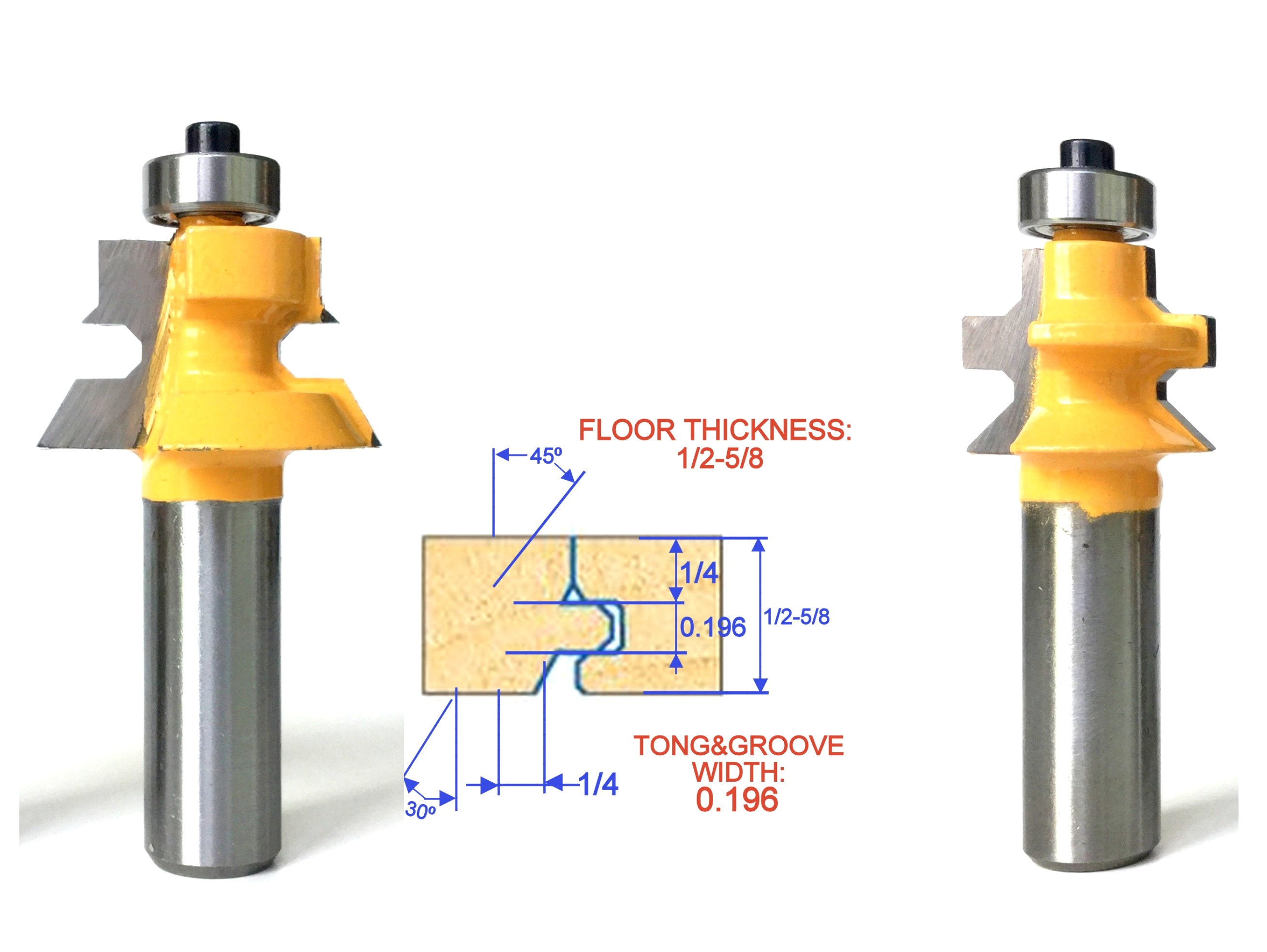 2 pc 1/2" shank Wood 1/2"5/8" Floor with Nail Slot Router Bit Set S