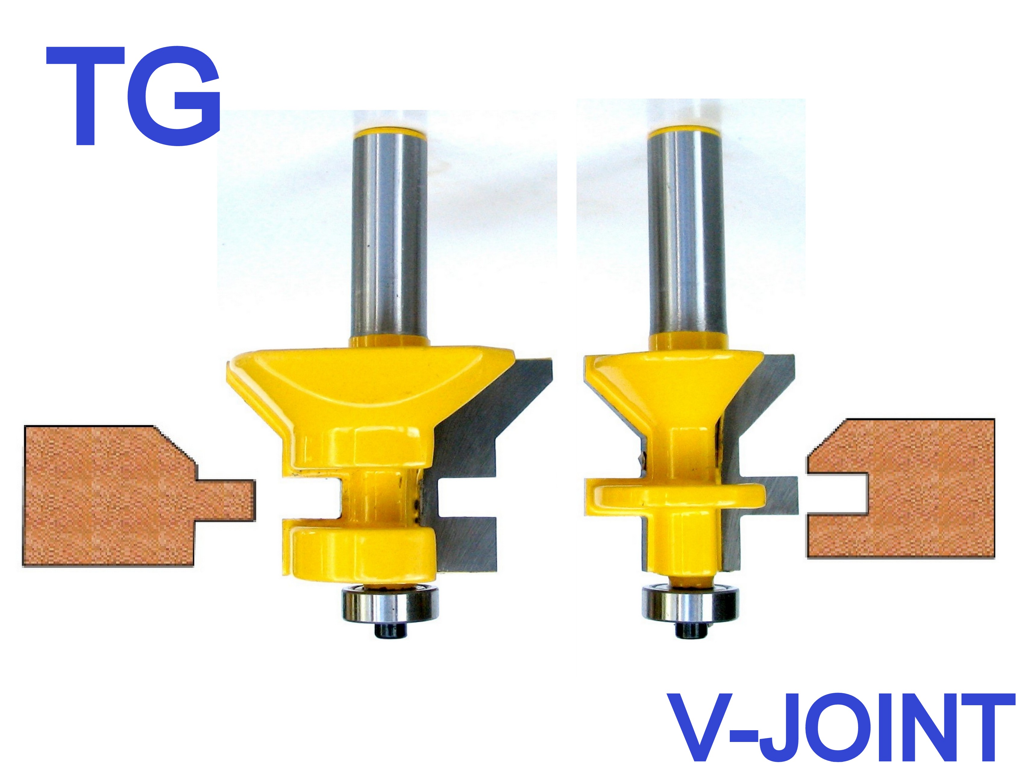 2 pc 1/2" Shank VJoint Vnotch Tongue and Groove Joint Router Bit Set