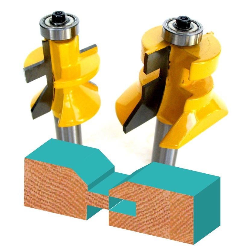 2 pc 1/2" Shank VJoint Vnotch Tongue and Groove Joint Router Bit Set